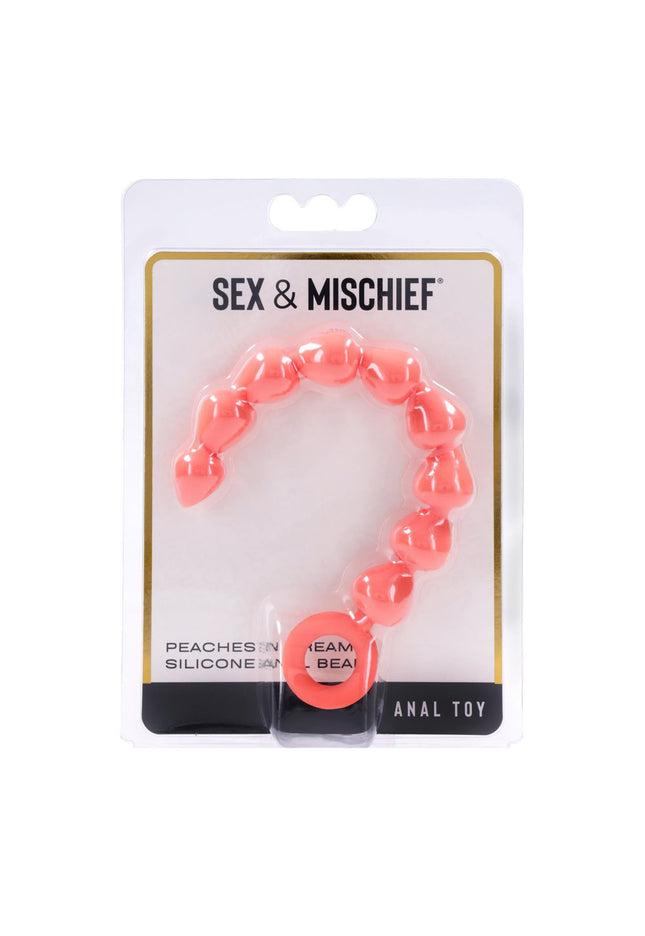 Sex & Mischief Peaches n CreaMe Silicone Anal Beads - Peach 23 cm Silicone Anal Beads