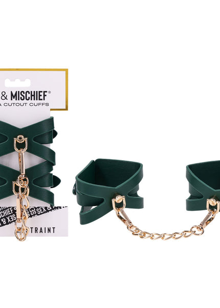 Sex & Mischief Indica Cutout Cuffs - Green/Gold Restraints