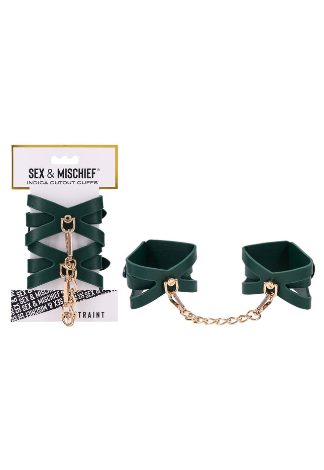 Sex & Mischief Indica Cutout Cuffs - Green/Gold Restraints