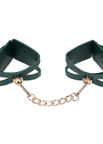 Sex & Mischief Indica Cutout Cuffs - Green/Gold Restraints