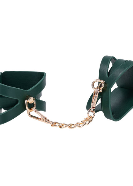 Sex & Mischief Indica Cutout Cuffs - Green/Gold Restraints