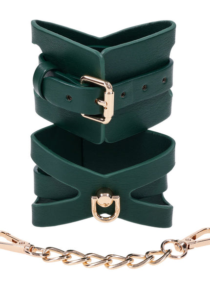 Sex & Mischief Indica Cutout Cuffs - Green/Gold Restraints