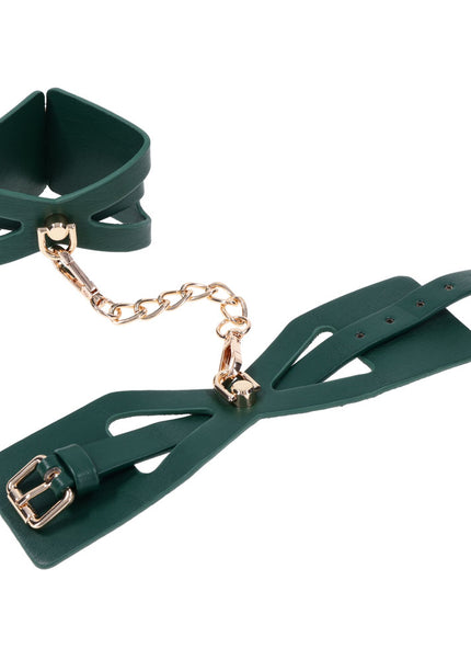Sex & Mischief Indica Cutout Cuffs - Green/Gold Restraints