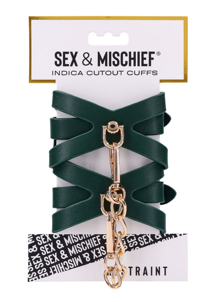 Sex & Mischief Indica Cutout Cuffs - Green/Gold Restraints