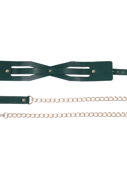 Sex & Mischief Indica Cutout Collar and Leash - Green/Gold Restraint