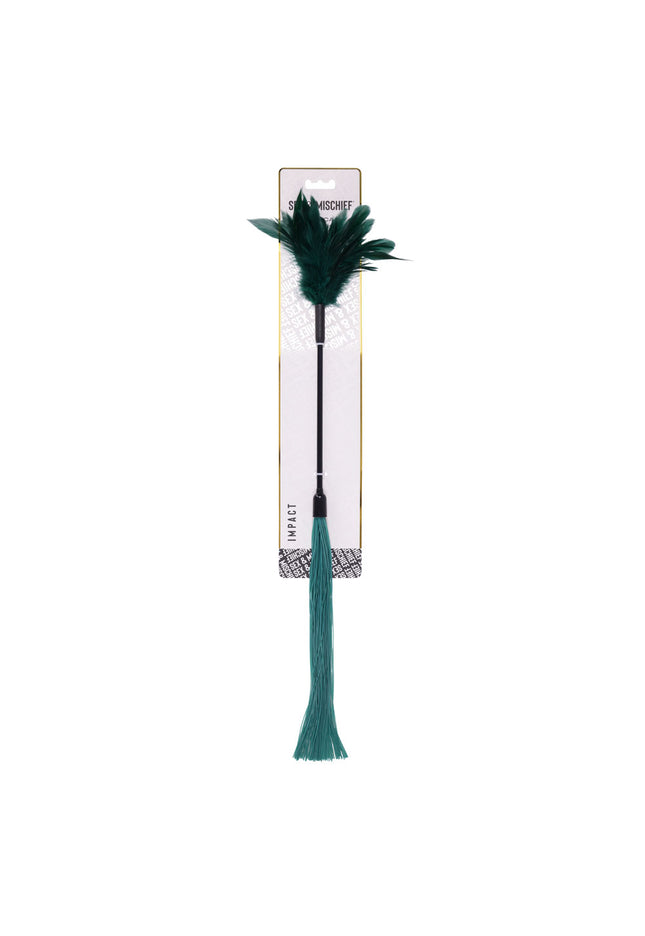 Sex & Mischief Indica Feather Tickler - Green Feather Tickler Whip