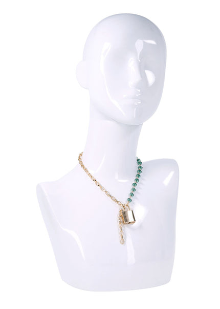 Sex & Mischief Indica Crystal Day Collar - Gold/Emerald Lockable Collar