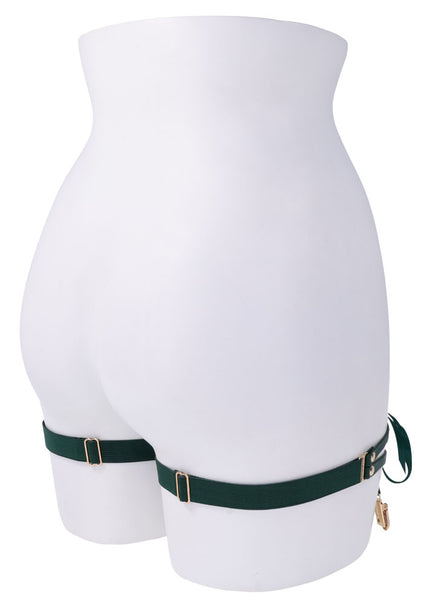 Sex & Mischief Indica Laced Up Garters - Green/Gold Garters - Set of 2