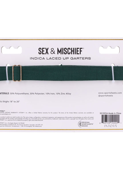 Sex & Mischief Indica Laced Up Garters - Green/Gold Garters - Set of 2