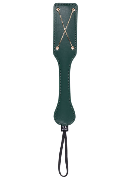 Sex & Mischief Indica Chain Impressions Paddle - Green/Gold Spanking Paddle
