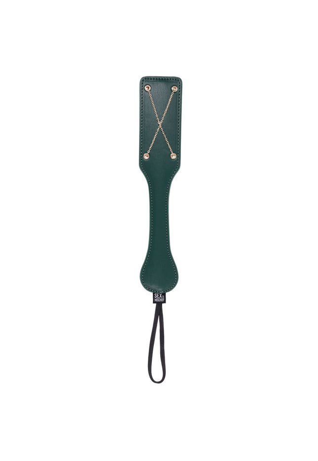 Sex & Mischief Indica Chain Impressions Paddle - Green/Gold Spanking Paddle