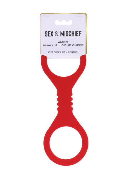 Sex & Mischief Amor Small Silicone Cuffs - Red Small Restraints