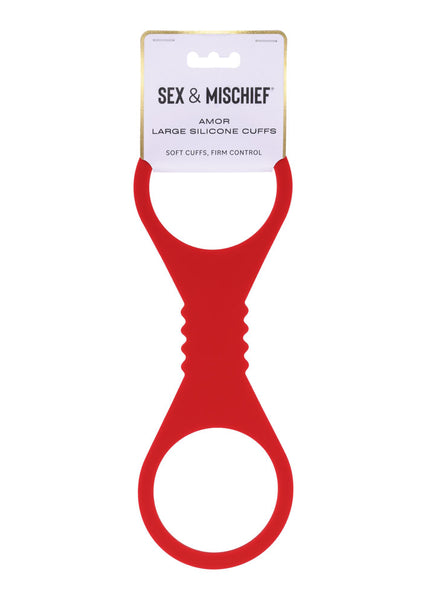Sex & Mischief Amor Large Silicone Cuffs - Red Large Restraints