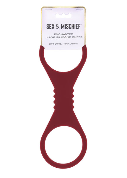 Sex & Mischief Enchanted Large Silicone Cuffs - Burgundy Large Restraints