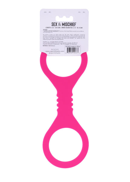 Sex & Mischief Small Hot Pink Silicone Cuffs - Hot Pink Small Restraints