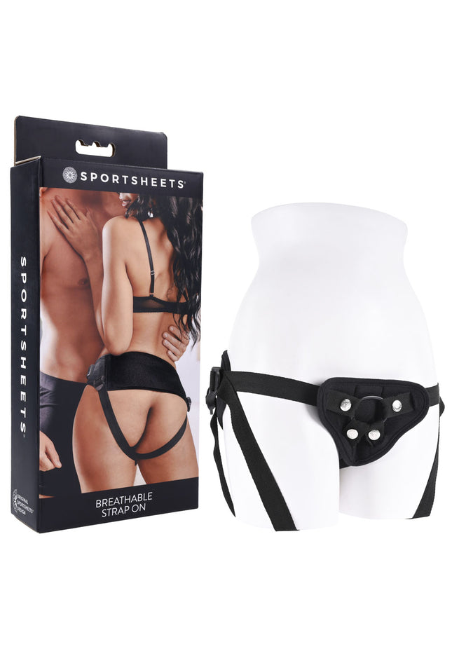 SPORTSHEETS Breathable Strap On - Black Adjustable Strap-On Harness (No Probe Included)