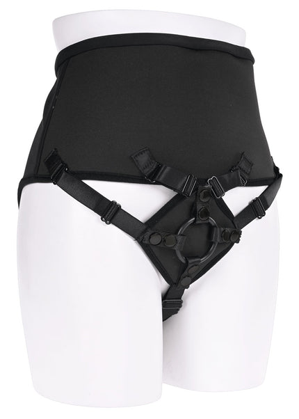 SPORTSHEETS High Waisted Corset Strap On - Black Adjustable Strap-On Harness (No Probe Included)