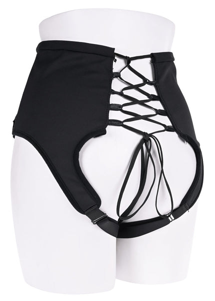 SPORTSHEETS High Waisted Corset Strap On - Black Adjustable Strap-On Harness (No Probe Included)