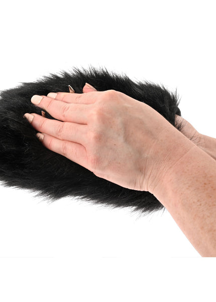 SPORTSHEETS Spiked Sensory Mitt - Black Furry Mitt with Spikes