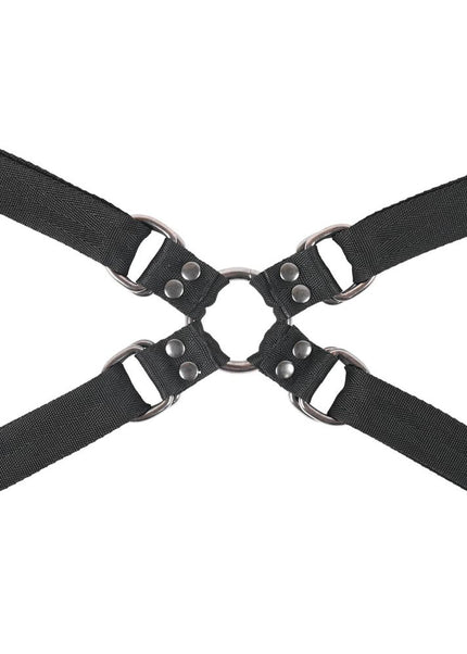 SPORTSHEETS Velvet Noir Adjustable Hog Tie & Cuff Set - Black Restraints