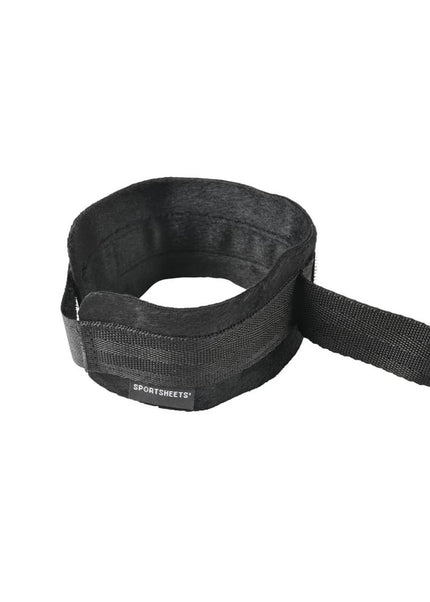 SPORTSHEETS Velvet Noir Adjustable Hog Tie & Cuff Set - Black Restraints