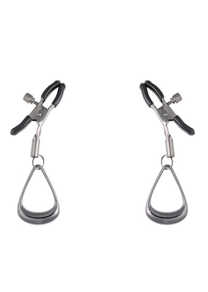 SPORTSHEETS Velvet Noir Tuggable Nipple Clamps - Gunmetal Adjustable Nipple Restraints