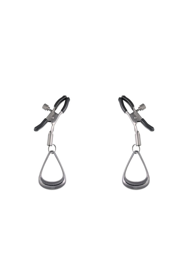 SPORTSHEETS Velvet Noir Tuggable Nipple Clamps - Gunmetal Adjustable Nipple Restraints