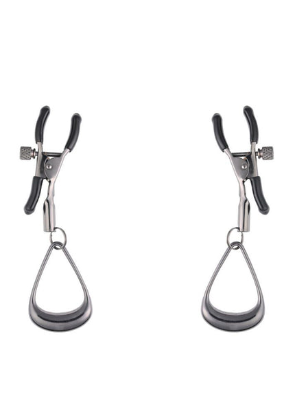 SPORTSHEETS Velvet Noir Tuggable Nipple Clamps - Gunmetal Adjustable Nipple Restraints