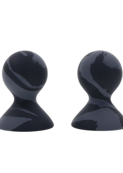 SPORTSHEETS Velvet Noir Silicone Nipple Suckers - Black/Grey Nipple Suckers - Set of 2
