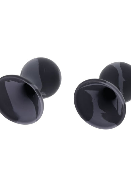 SPORTSHEETS Velvet Noir Silicone Nipple Suckers - Black/Grey Nipple Suckers - Set of 2