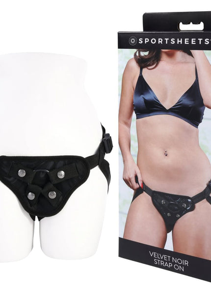 SPORTSHEETS Velvet Noir Strap On - Black Adjustable Strap-On Harness (No Probe Included)