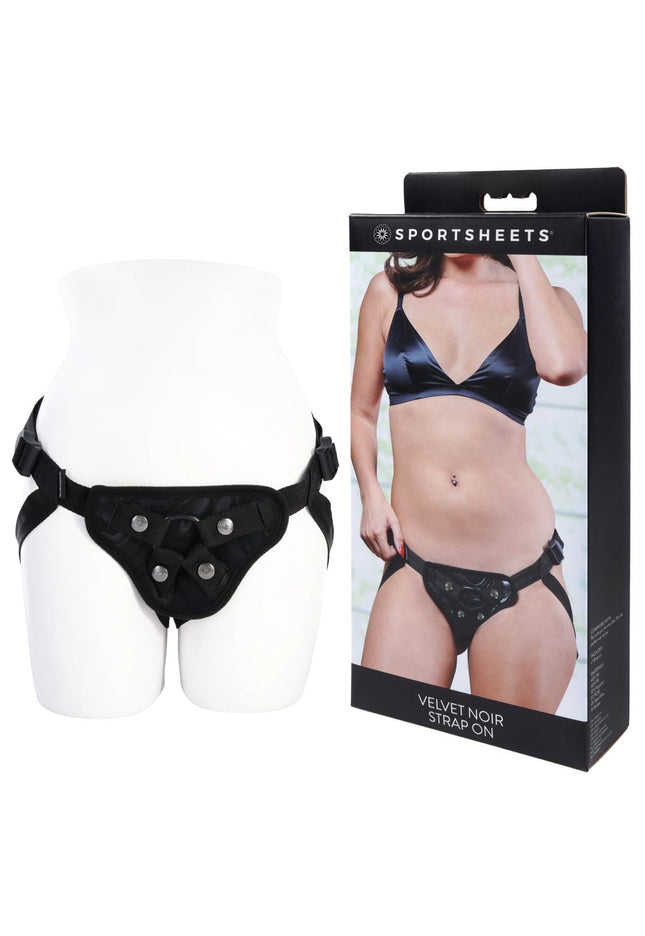 SPORTSHEETS Velvet Noir Strap On - Black Adjustable Strap-On Harness (No Probe Included)