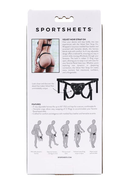 SPORTSHEETS Velvet Noir Strap On - Black Adjustable Strap-On Harness (No Probe Included)