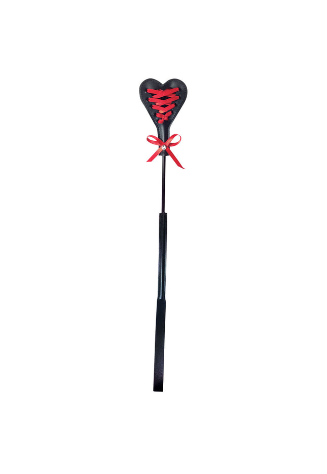 Sex & Mischief Heart Beat Crop - Black/Red 37.5 cm Crop Whip