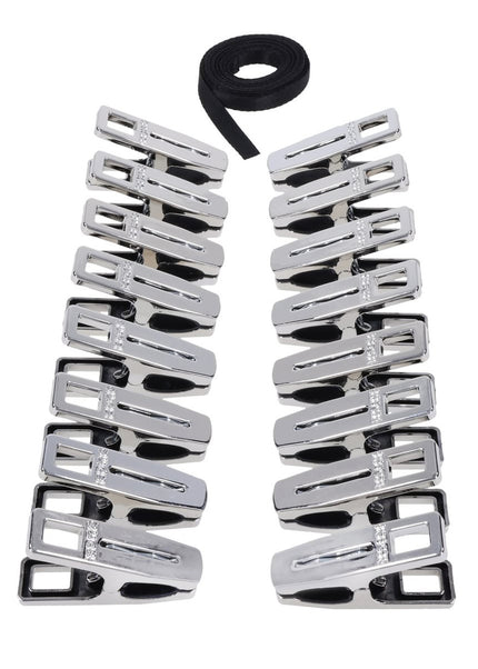 EDGE Body Zipper Clothes Pins - Chrome Chrome Pins - Set of 16