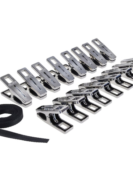 EDGE Body Zipper Clothes Pins - Chrome Chrome Pins - Set of 16
