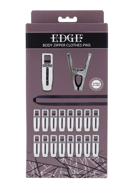EDGE Body Zipper Clothes Pins - Chrome Chrome Pins - Set of 16