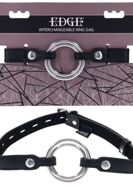 EDGE Interchangeable Ring Gag - Black Mouth Gag Restraint with 2 Interchangeable Pieces