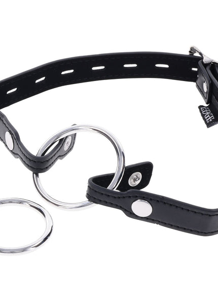 EDGE Interchangeable Ring Gag - Black Mouth Gag Restraint with 2 Interchangeable Pieces