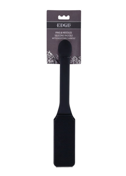 EDGE Pins & Needles Silicone Paddle - Black Spanking Paddle with Insertable Handle