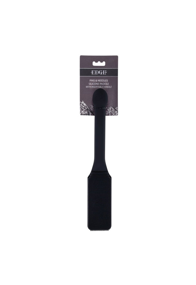 EDGE Pins & Needles Silicone Paddle - Black Spanking Paddle with Insertable Handle