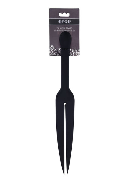 EDGE Silicone Tawse - Black Silicone Tawse Whip with Insertable Handle