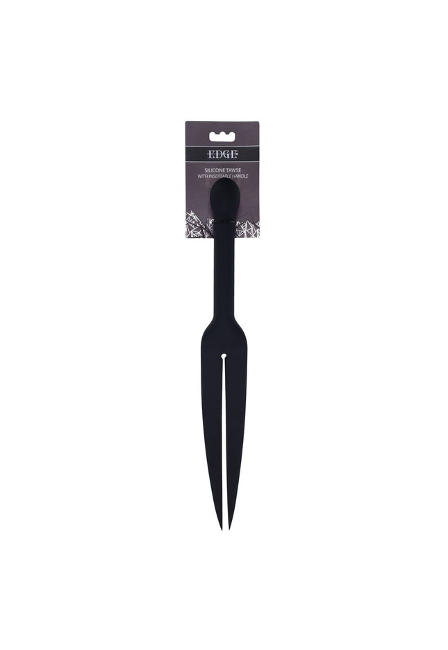 EDGE Silicone Tawse - Black Silicone Tawse Whip with Insertable Handle