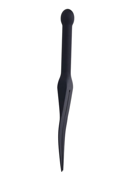 EDGE Silicone Tawse - Black Silicone Tawse Whip with Insertable Handle