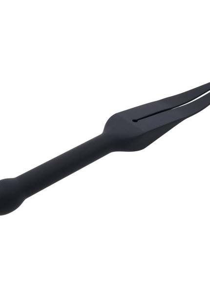 EDGE Silicone Tawse - Black Silicone Tawse Whip with Insertable Handle