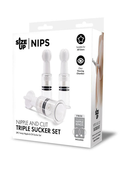 Size Up Nipple and Clit Triple Sucker Set - 3 Piece Sucker Set