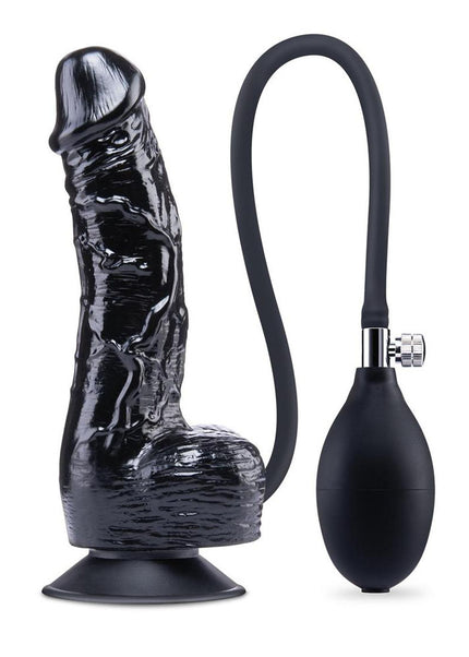 Size Up 6 Inch Inflatable Dildo with Balls - Black 17.8 cm Inflatable Dong