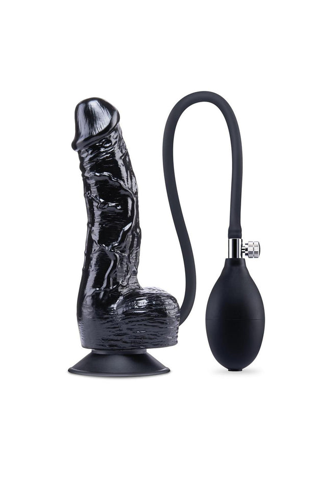 Size Up 6 Inch Inflatable Dildo with Balls - Black 17.8 cm Inflatable Dong