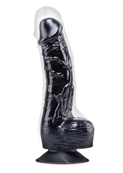 Size Up 6 Inch Inflatable Dildo with Balls - Black 17.8 cm Inflatable Dong