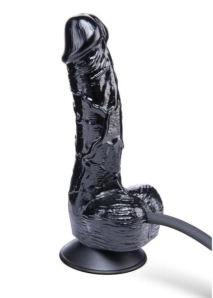 Size Up 6 Inch Inflatable Dildo with Balls - Black 17.8 cm Inflatable Dong